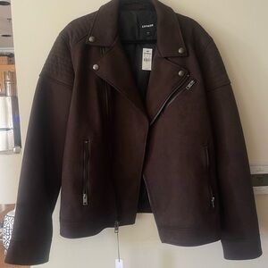 Express Men’s Dark Brown Suede Bomber Jacket
